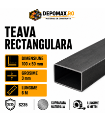Teava rectangulara 100 x 50 x 3 mm, 6 metri